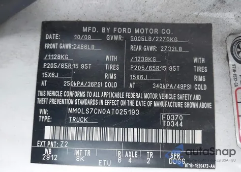 2010 Ford Transit Connect Xl from USA, damaged, VIN NM0LS7CN0AT025193